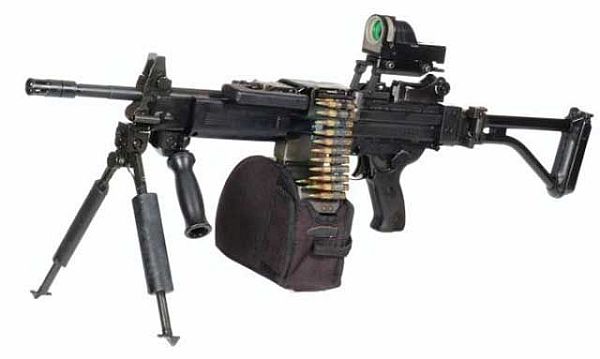 A loaded machine gun