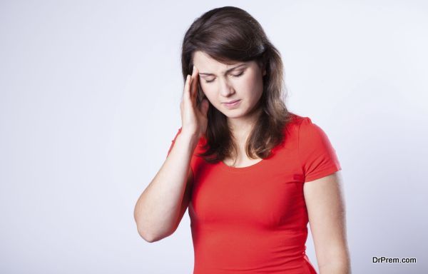 Young woman with headache